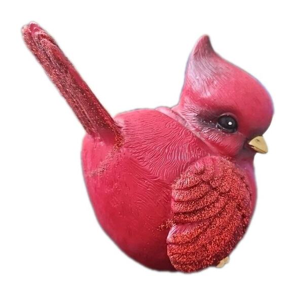 Red Cardinal Bird Figure Textured Resin Life Like Woodland Decor Ceramic 4.5" - Picture 2 of 9